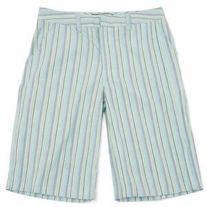 🌴 Caribbean Joe Blue & White Seersucker Striped Bermuda Shorts Size 8